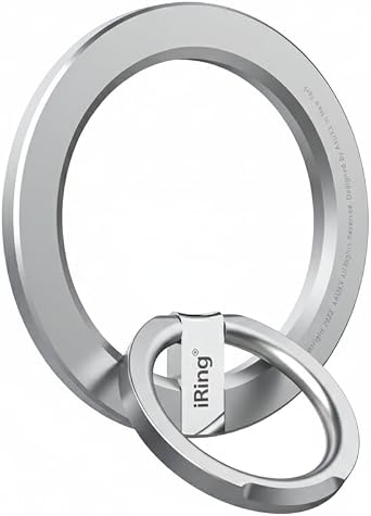 iRing Magnetic Phone Ring Holder for MagSafe, 360 Rotation Finger Grip Stand Compatible with iPhone 17/16/15/14/13/12 Strong Magnetic Grip, iRing M2 Silver