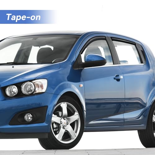 Image of Window Visors Rain Guards for 2007-2011 Chevy Aveo Hatchback, Out-Channel Window Vent Wind Deflectors Visors Shades for 07 08 09 10 11 Chevy Aveo (Not for Sedan)