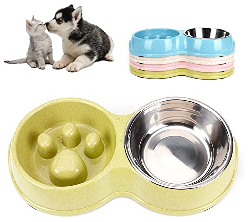 Amazon S L 犬猫用食器 早食い防止 ペットボウル フードボウル ステンレス 洗いやすい 滑り止め ペットの健康管理 グリーン S L 食器 ボウル 通販