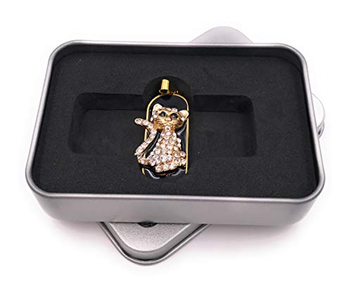 Onwomania Colgante del Encanto del Metal Precioso de Oro de Gato Memoria USB Stick en Caja de Regalo de ALU 8 GB USB 2.0