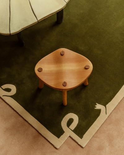 Image of Hand-Tufted Wool Carpet for Hall 4x6 feet Green Anti-Skid High Pile Thick Carpet & Rugs for Living Room & Hall
