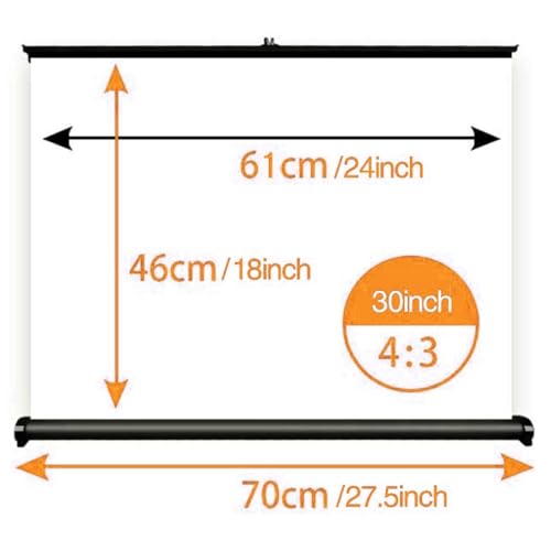 Pantalla de proyector manual de pie, 30" 40" 50" retráctil, pantalla de cine portátil para teatro en casa, con bolsa de transporte (30 pulgadas 4:3) miniatura 7
