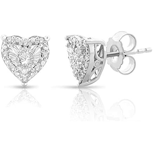 Natalia Drake 1/4 Cttw Heart Shaped Diamond Jewelry Earrings for Women or Womens Necklace in 925 Sterling Silver