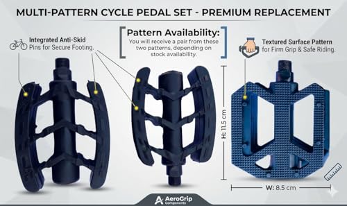 Image of Wavva ABS Strong Plastic Cycle Bicycle Pedal Set for MTB Mountain Senior Ranger Bikes Free Size with Axle for All Cycles (Black).