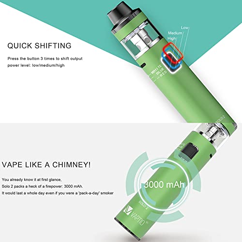Miniatura 5 de Vaptio Starter Kit 3000mah Batería 50w Vape Pen Con Vaporizador Todo En Uno Cigarrillo Electrónico,2 Bobinas De Malla De 0,2 Ohmios,Sin Líquido Sin Nicotina Azul Oscuro