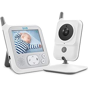 GHB Babyfoon 3,2 inch Smart babymonitor met video-talk back TFT LCD-scherm nachtzichtcamera en temperatuurbewaking nachtlampje VOX