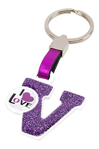 BCCORONA LLA01020 metalen sleutelhanger I LOVE letter V roze kleur