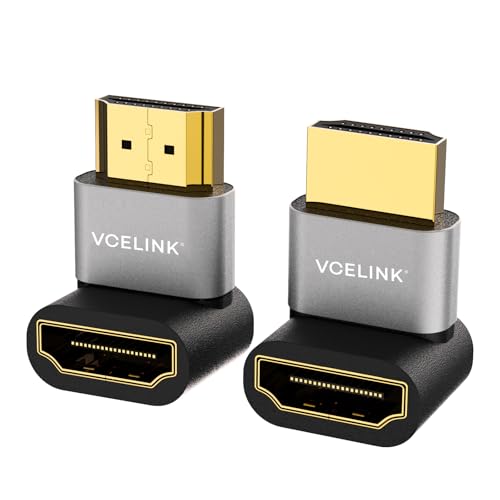 VCELINK 8K HDMI Winkelstecker 90 und 270 Grad Adapter mit 8K@60 Hz 4K@120 Hz HDMI 2.1 Winkel Adapter HDR VRR Dolby eARC 3D für PS5 TV Stick Apple TV 2 Stück