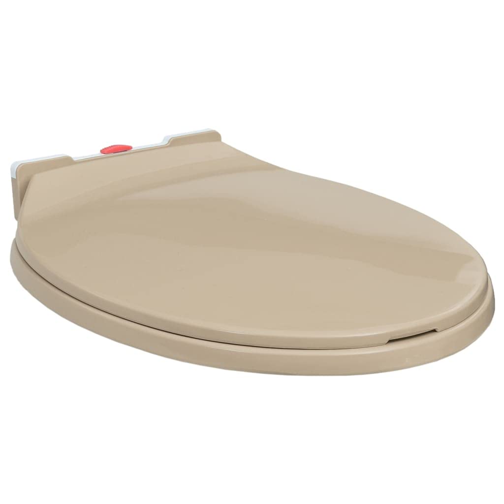 Vidaxl Soft-Close Toilet Seat Quick Release Beige Oval Plastic Toilet Seat 8719883818757