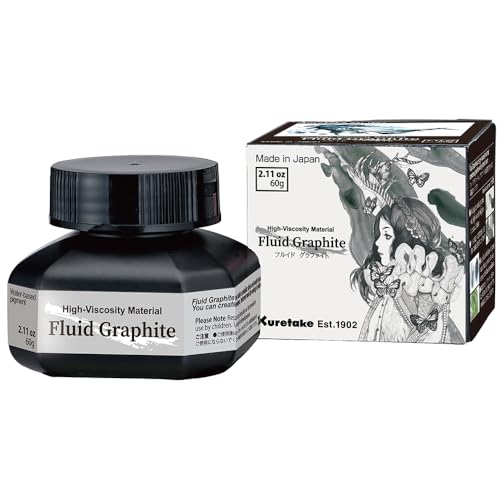 Image of Kuretake Fluid Graphite 60g Liquid Graphite Medium for Sketching, Drawing, Mixed Media, Wash Effects & Fine Art Illustration, Rich Metallic Gray Finish, Made in Japan