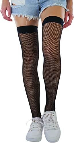 Image of ToBeInStyle Women's Diamond Large and Fine Fence Net Fishnet Nylon Thigh High