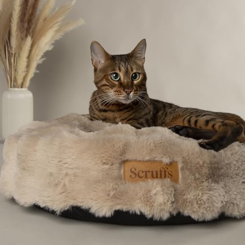 Scruffs Luxury Alpine Round Small Dog or Cat Cushion (S), Champagne