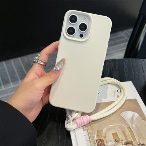 Étui de téléphone mat avec dragonne chic pour iPhone 14 Pro et protection antichoc rose