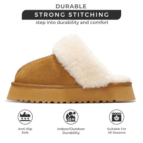 Project Cloud Slippers for Women Footwear - Genuine Suede with Memory Foam Clogs and Mules for Women 2025 - Non Slip and Lightweight Faux Fur Slippers (Viki)3