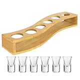 Bosiyrggrl Bandeja para Servir 6 Vasos de Chupito de 1 Oz/30 Ml, Soporte para Vasos de Chupito de Whisky