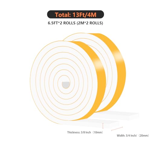 Image of Foam Tape,Weather Stripping,High Density CR,Soundproof,3 /4 in x 3 /8 in x 13Ft