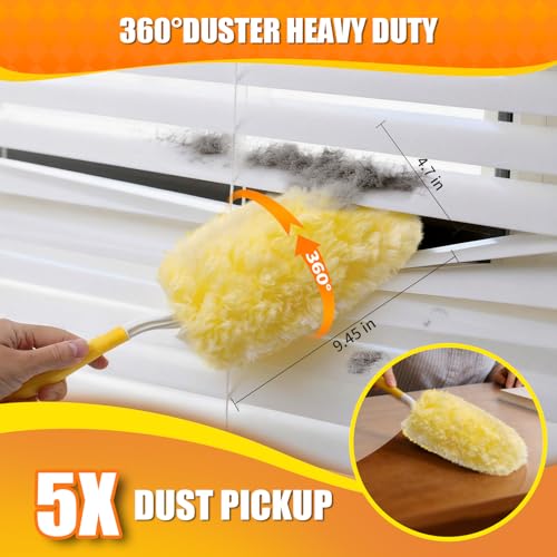 Image of 30 Count 360 Heavy Duty Duster Refills, Compatible with Swiffer Duster, Includes 1 Short Handle & 1 3 ft Extendable Handle, 4X Microfiber Cleaning Dusters, Disposable Unscented