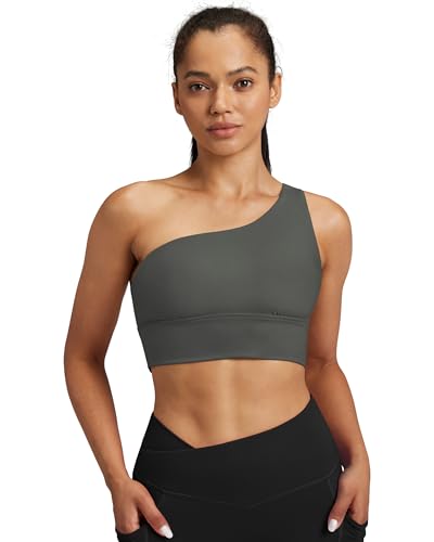 Image of Queenie Ke Womens One Shoulder Sports Bra Left Side Strap Yoga Bras Gym Training Workout Crop Tops