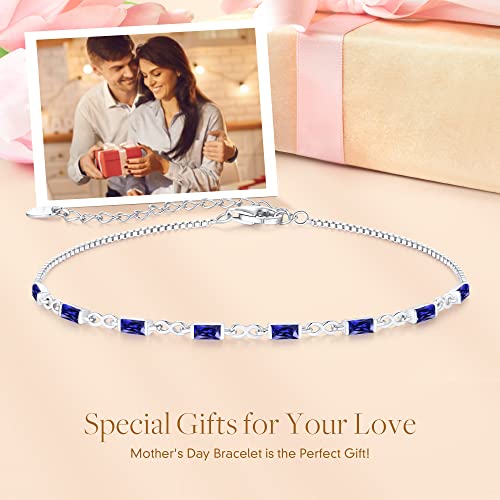 Cde 925 Sterling Silver Birthstone Tennis Bracelets For Women Dainty Simple Infinity Symbol Link Charm Bracelet Birthday Anniversary Valentine's Mother's Day Gifts For Mom Wife Mom Her Girl, Chain Length 6.7”+1.6” (Silver-09-September-Sapphire Royal Blue) #TOP5