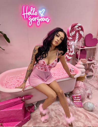 Image of Avidlove Women Lingerie Lace Babydoll Strap Chemise Halter Teddy V Neck Sleepwear