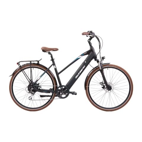 F.lli Schiano E-Voke 28" E-Bike, Electric Trekking Bike with 250W Motor and removable 36V 11.6Ah Lithium Battery, Shimano 8 Speeds, in Black, LCD Display Cover