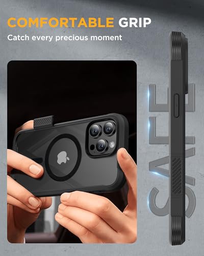 Image of Miracase Magnetic for iPhone 16 Pro Max Case 6.9'' [Compatible with MagSafe] Full-Body Phone case with Built-in Glass Screen Protector& Camera Protector,Drop Proof 16 Pro Max Cover,Black