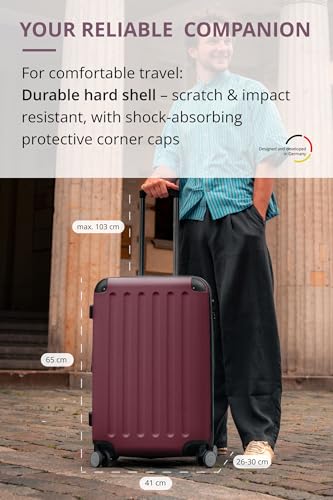Image of HAUPTSTADTKOFFER Spree Luggage Suitcase Hardside Spinner Trolley Expandable 24 TSA Burgundy