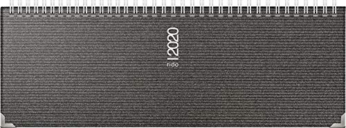 Preisvergleich Produktbild rido / idé 703613390 Tischkalender / Querterminbuch septant (2 Seiten = 1 Woche, 305 x 105 mm, Kunststoff-Einband Visicron metallic, Kalendarium 2020, Wire-O-Bindung, mit Metallecken) schwarz