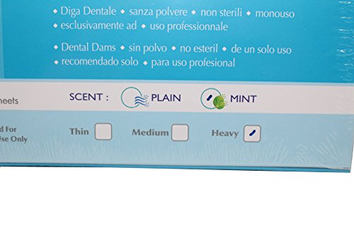 Sanctuary Latex Dental Dam,Powder Free, Pack of 36 (Green Mint 6" x 6" Heavy)