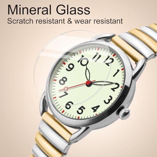 Asan Ge Watch for Women, Expansion Band Fits Various Sizes, Vintage Analog Waterproof, Fashion Luminous Dial Easy to Read, 1 Watch with 4 Straps - Easy Tool Free Replacement2
