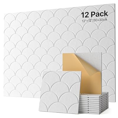 Soundproof Wall Panels Self-adhesive, Acoustic Panels 12 Pack Wall Panels, High Density Sound Absorbing Panel for Walls, Office,Reccording Studio, Ceiling 12" X 12" X 0.4"