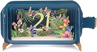 Message in A Bottle Flowers 21st Pop Up Birthday Greeting Card by Alljoy Cards MIB097 MIB097