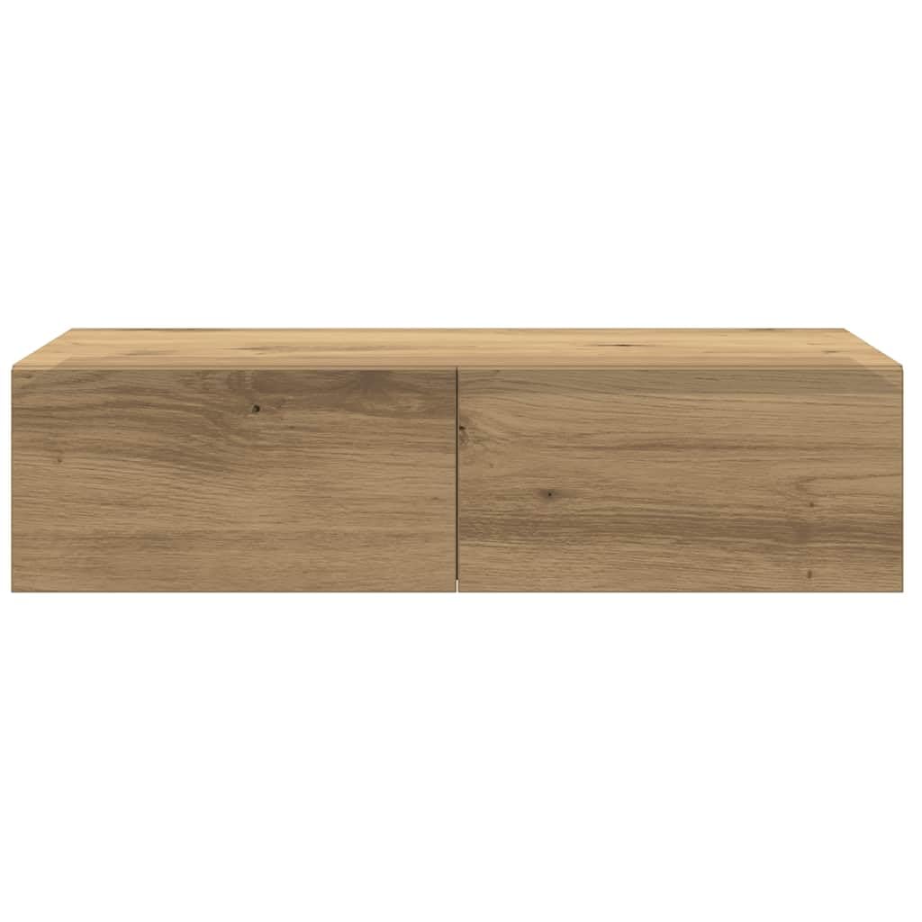 Estante de Pared cajones Madera contrachapada Roble Artesanal, Mobiliario Estanterías Estantes y estanterías, Marrón, 8.2kg