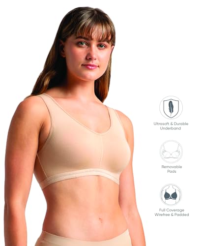 Image of Jockey ES04 Women's Wirefree Padded Super Combed Cotton Elastane Stretch Full Coverage Sleep Bra with Removable Pads and Ultrasoft Underband