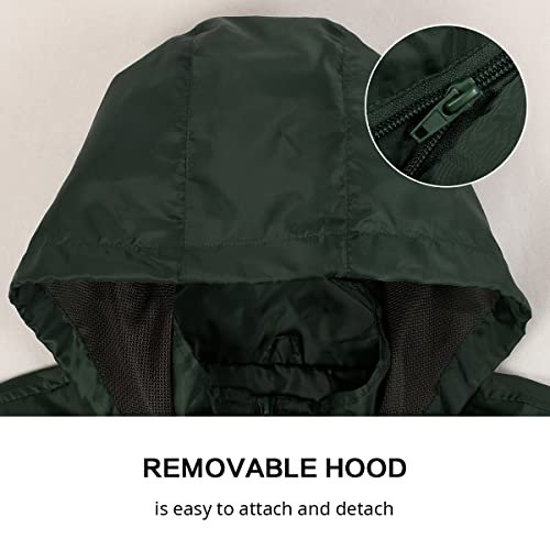 Image of Lansbojun Mens Windbreaker Waterproof Packable Rain Jacket with Hood Wind Breaker Green L