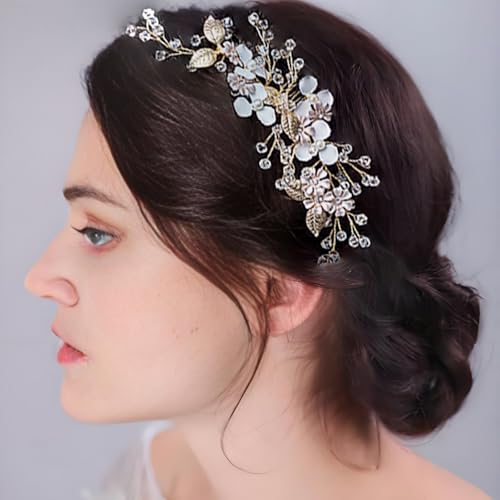 Peine Nupcial Floral Plateado Hecho a Mano miniatura 4