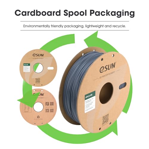Image of eSUN High Speed PLA+ Filament 1.75mm, 3D Printer Filament Speedy PLA Plus for Fast Printing, 1KG per Spool, 2 Spools 3D Printing Filament, Grey