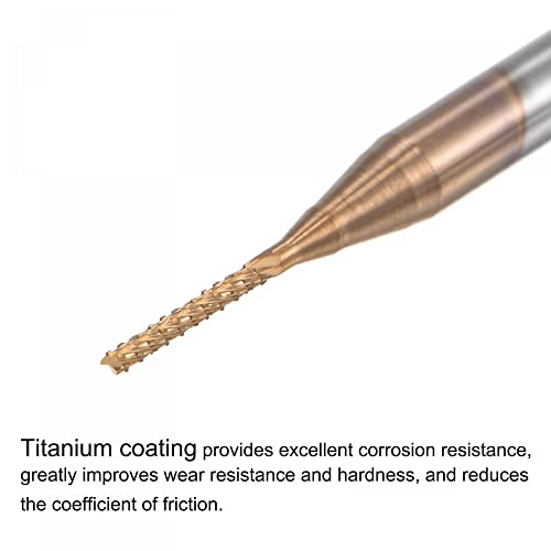 Image of uxcell End Mill CNC Router Bits, 1 /8 inch 3.175mm Shank 0.9mm x 6mm Titanium Coated Tungsten Carbide Engraving Milling Cutter for PCB Plastic Fiber Wood 2pcs