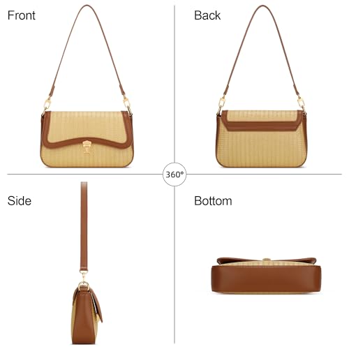 Image of KKXIU Small Shoulder Bag for Women Cute Hobo Handbags Mini Clutch Purses | Classic Trendy Retro Underarm Crossbody Bag with Detachable Straps, Zipper Closure