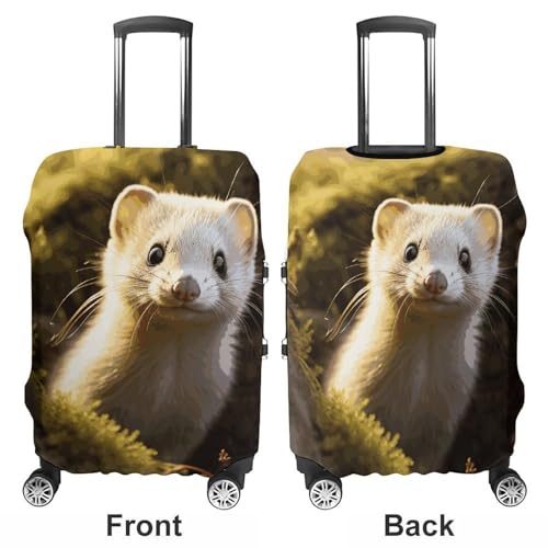 Cute Weasel Suitcase Covers Luggage Protector - Travel Elastic Baggage Case Protective, Washable Anti-scratch Large Suit Case Cover for Suitcases Fits 19-32 Inch Luggages M3