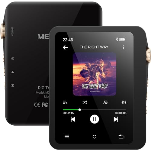 MECHEN 128GB Hi Res MP3 Player mit Bluetooth 5.3, Verlustfreier Hochauflösender Digitaler Ton, DSD DAC FLAC Player, 192Khz/24bit, Touchscreen, USB C, OTG, mit Lederetui