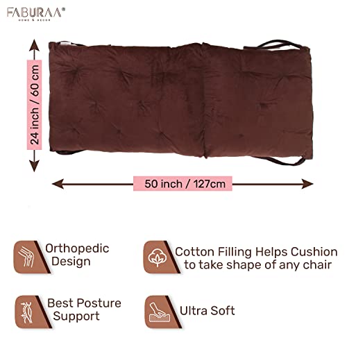 Image of Faburaa Maple Soft & Relaxing Velvet Seat Cushion for Patio Chair Rocking Chair, Office Chair, Desk Chair and Dining Chair with Ties, Chair Pad 24x50 Inch (Velvet Brown)