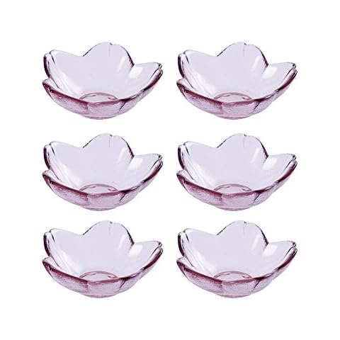 WAIT FLY 6pcs Sakura Shaped Glass Dishes Cover