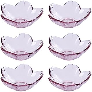 WAIT FLY 6pcs Beautiful Purple Sakura Shaped Glass Seasoning Dishes/Tea Bag Holders/Ketchup Saucer/Appetizer