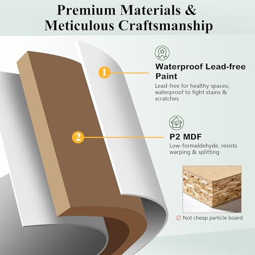 ARTPOWER 72" Freestanding Kitchen Pantry Storage Sideboard, Classical Tall Cabinet with Glass Door and Adjustable Shelves for Kitchen, Livingroom and Dining Room, White