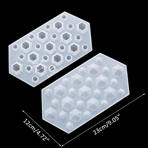 WANDIC 1 Piece Diamond Mold, 30-Cavity 3D Diamonds Gem Translucent Ice Silicone Molds Candy Chocolate Mold for Jewelry Polymer Clay Key Chain Necklace Craft Projects