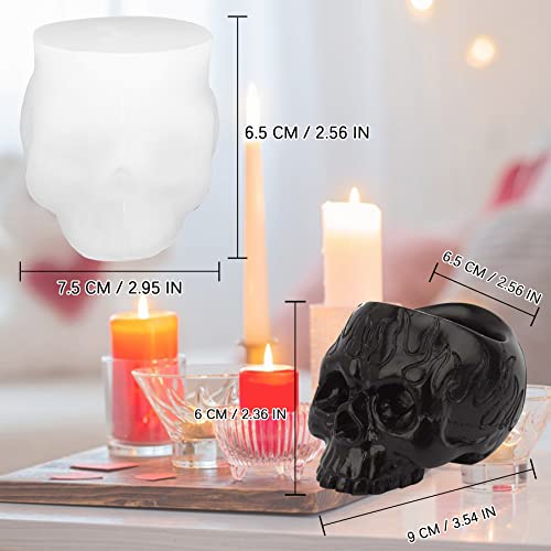 Skull Candle Holder Mold Tealight Candlestick Holder Resin Slicone Mold Crafts for Party Halloween Home Bar Decoration - Image 4