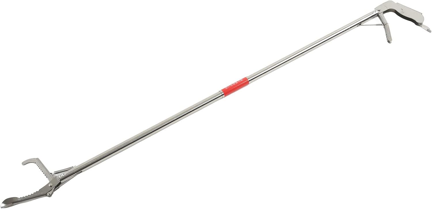 47 Snake Tong Reptile Grabber Rattle Snake Catcher Wide Jaw Handling Tool Stainless Steel Crab Tongs Anti Skid Slotted Tip Design Multifunction Fishing Scissor Tongs for Fishing