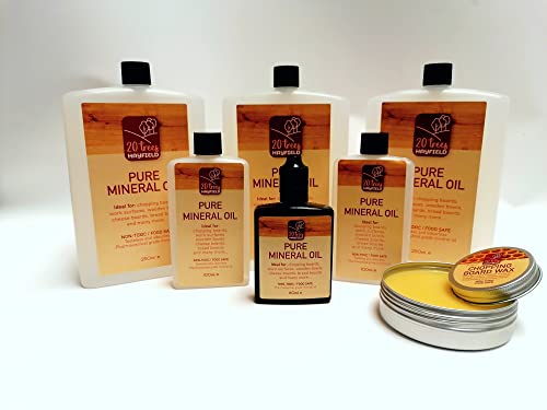 Chopping Board Oil 100% Pure Food Grade Clear Mineral Oil Butchers Block 20 Trees (60ml)