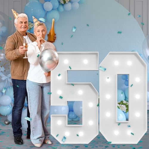 Image of imprsv Marquee Numbers Large 50th-Birthday Decorations: 4ft Light Up Number
